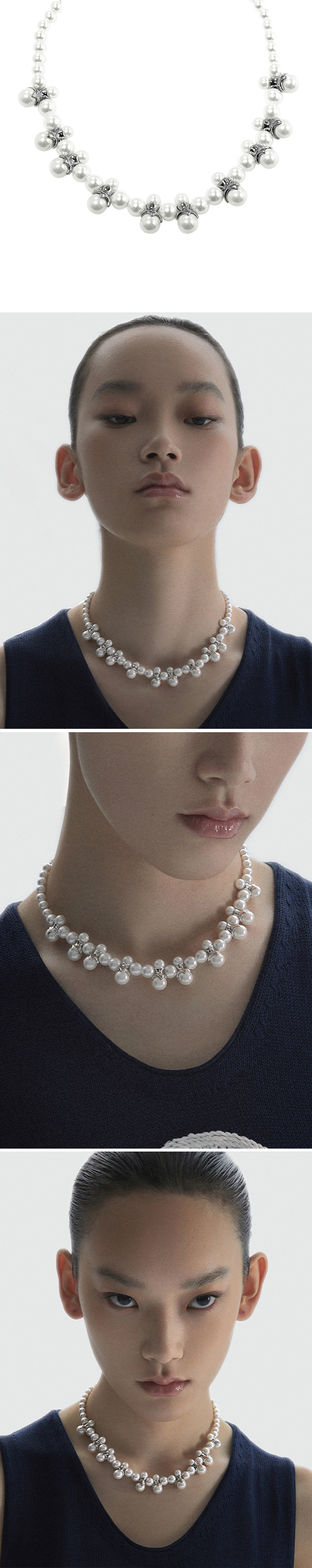 double pearl beaded necklace