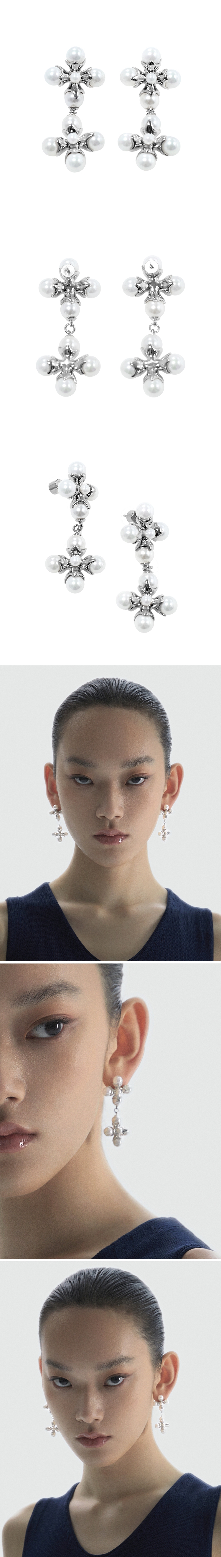 double cross pearl earrings